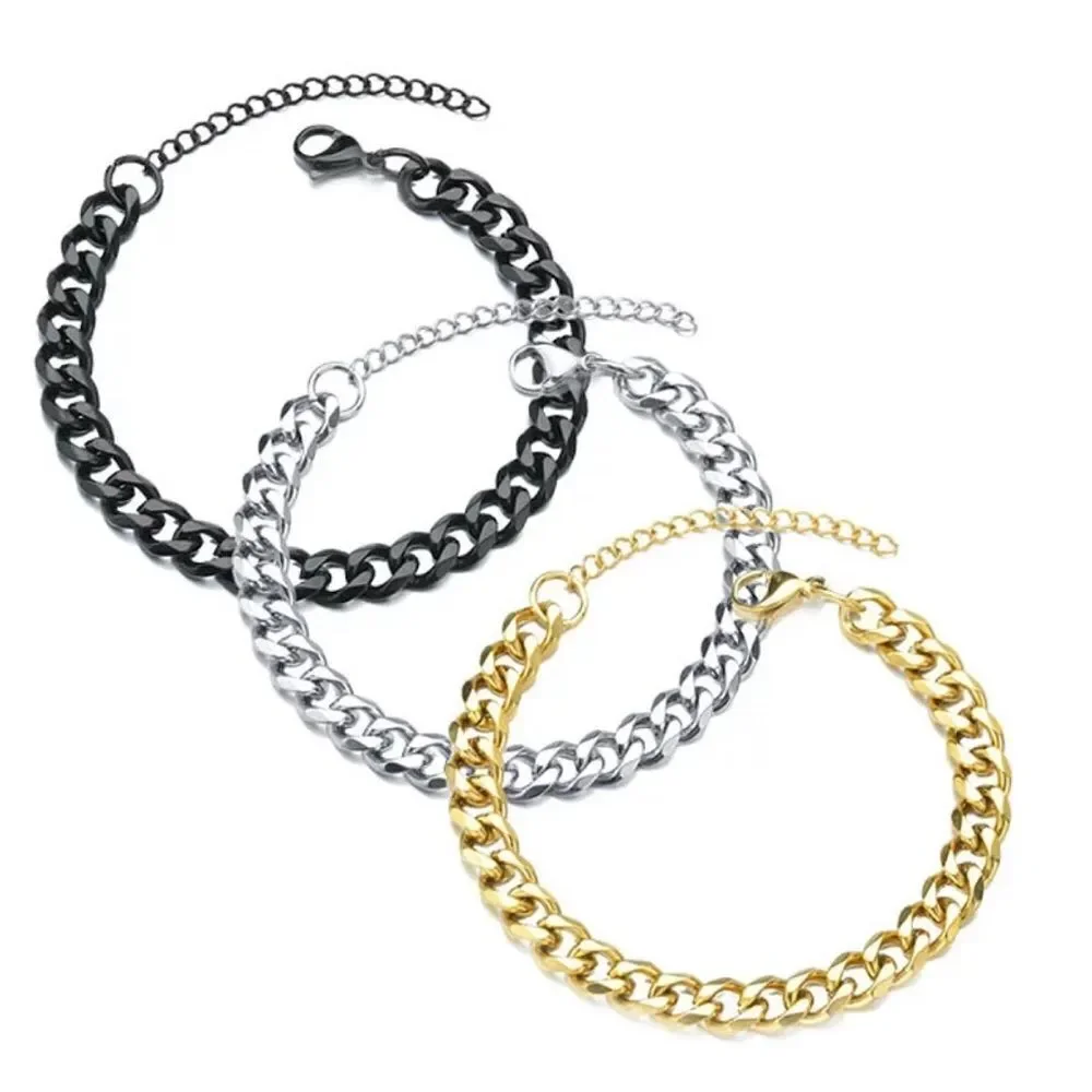 👍206👍 CUBAN STAINLESS STEEL CLASSIC UNISEX CHAIN BRACELET - Picture 5 of 13
